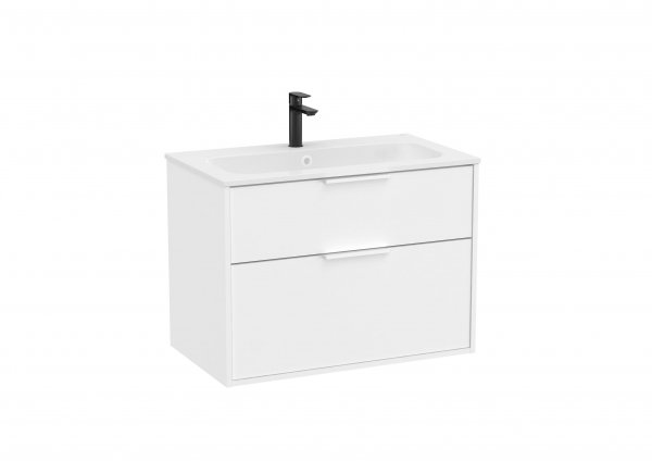 Roca Optica 800mm Matt White Vanity Unit with 2 Drawers & Stonex Basin