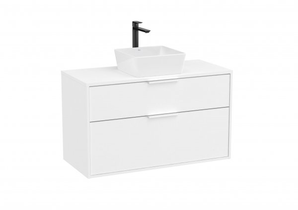 Roca Optica 1000mm Matt White Vanity Unit with 2 Drawers & Matching Countertop