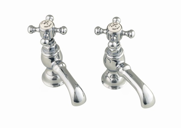 Silverdale Victorian Bath Pillar Taps - Chrome