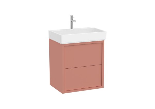 Roca Tura 600mm Vanity Unit with Two Drawers and 1 Tap Hole Basin - Light Terracotta