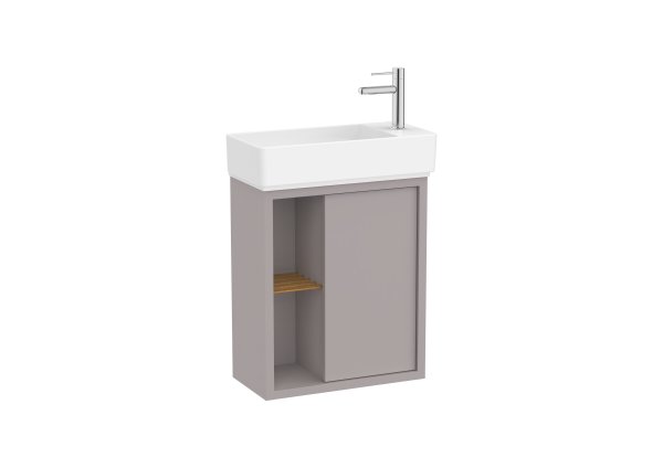Roca Tura 550mm Compact Vanity Unit with 1 Door, Side Shelf and Basin - Light Noble Grey