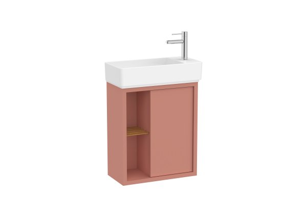 Roca Tura 550mm Compact Vanity Unit with 1 Door, Side Shelf and Basin - Light Terracota
