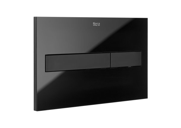 Roca In-Wall PL7 Dual Flush Plate (Duplo One) - Black Glass