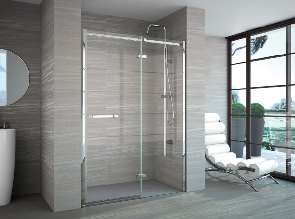 Merlyn 8 Series Frameless Hinge & Inline in a Recess