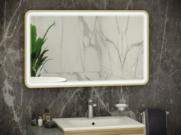 RAK Art Soft 600x1200mm Led Illuminated Mirror - Brushed Gold