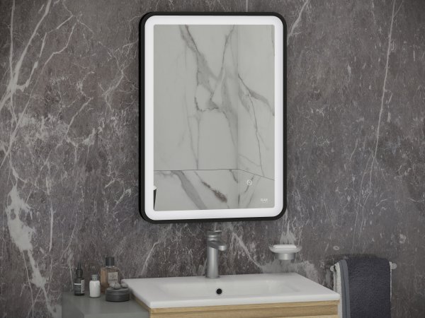 RAK Art Soft 500x700mm Led Illuminated Mirror - Matt Black