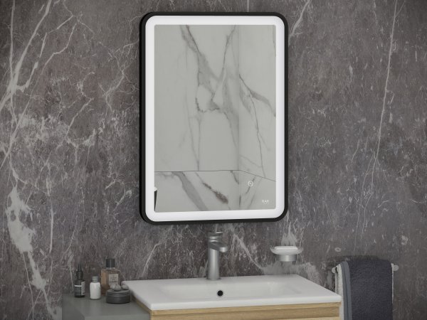 RAK Art Soft 600x800mm Led Illuminated Mirror - Matt Black