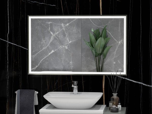 RAK Picture Square 600x1200mm Led Illuminated Mirror - Brushed Nickel