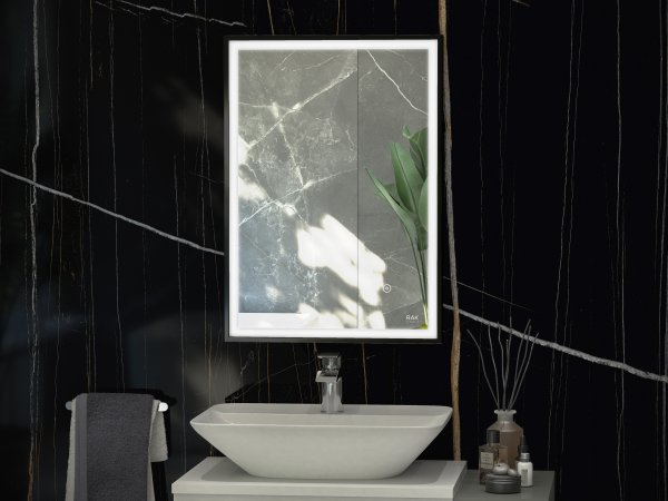 RAK Picture Square 500x700mm Led Illuminated Mirror - Matt Black