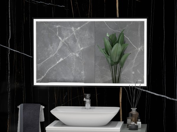 RAK Picture Square 600x1000mm Led Illuminated Mirror - Matt Black