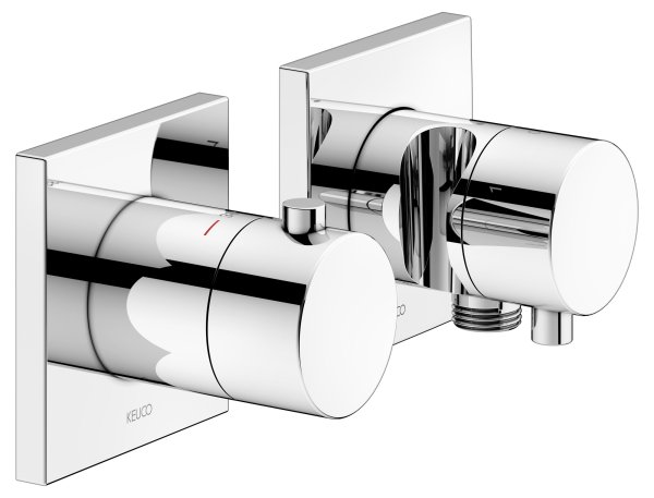 Keuco Edition 11 Thermostatic Mixer Set 3-Way with Wall Outlet for Shower Hose & Holder - Chrome