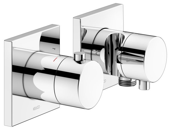 Keuco Edition 11 Thermostatic Mixer Set 2-Way with Wall Outlet for Shower Hose & Holder - Chrome