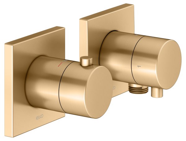 Keuco Edition 11 Thermostatic Mixer Set 2-Way with Wall Outlet for Shower Hose - Brushed Brass