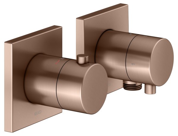 Keuco Edition 11 Thermostatic Mixer Set 2-Way with Wall Outlet for Shower Hose - Brushed Red Gold
