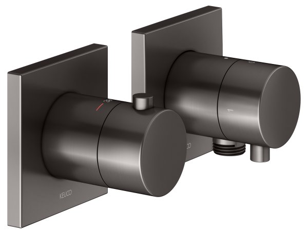 Keuco Edition 11 Thermostatic Mixer Set 2-Way with Wall Outlet for Shower Hose - Brushed Titanblack