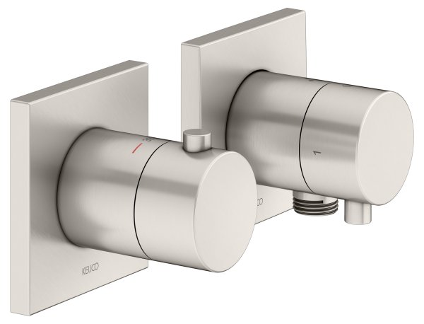 Keuco Edition 11 Thermostatic Mixer Set 2-Way with Wall Outlet for Shower Hose - Brushed Nickel