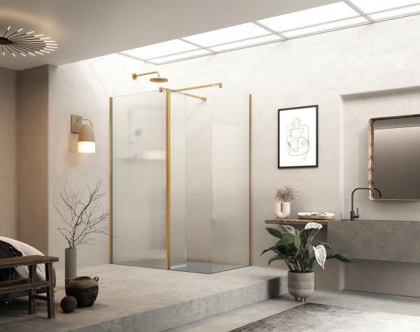 Roman Haven Select 300mm Fluted Pivot Deflector Panel (8mm) - Brushed Bronze