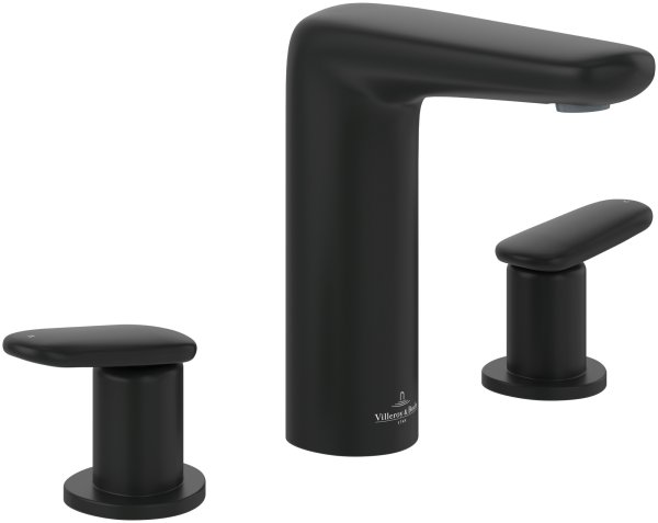 Villeroy & Boch Antao Three-Hole Basin Mixer with Pop-Up Waste - Matt Black