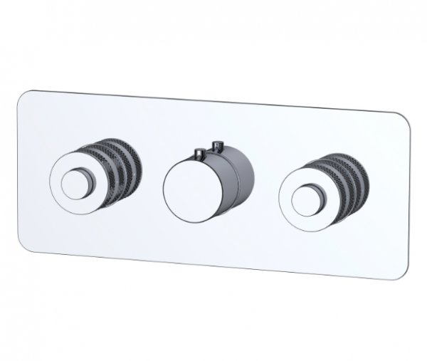 RAK Prima Tech Showering Thermostatic Dual Outlet Concealed Shower Valve With Horizontal Backplate