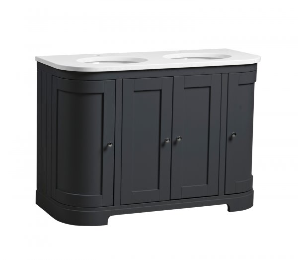 Tavistock Lansdown Matt Dark Grey 1200mm Curved Underslung Unit & 2 Oval Basins