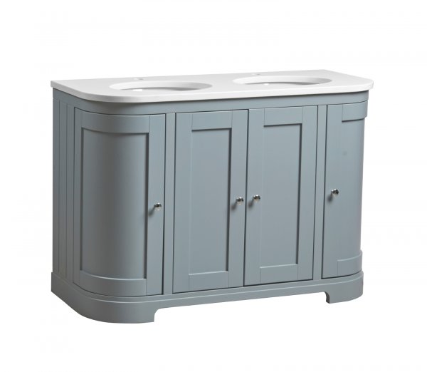 Tavistock Lansdown Mineral Blue 1200mm Curved Underslung Unit & 2 Oval Basins