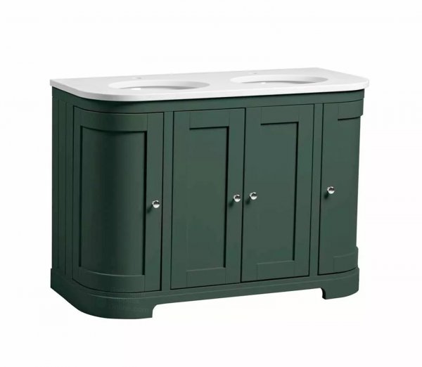 Tavistock Lansdown Sherwood Green 1200mm Curved Underslung Unit & 2 Oval Basins