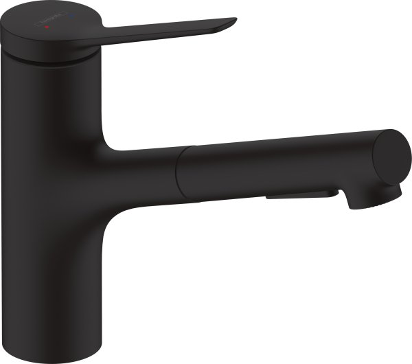 Hansgrohe Zesis M33 Single Lever Kitchen Mixer 150, Metal Pull-Out Spray, 2jet, Sbox - Matt Black