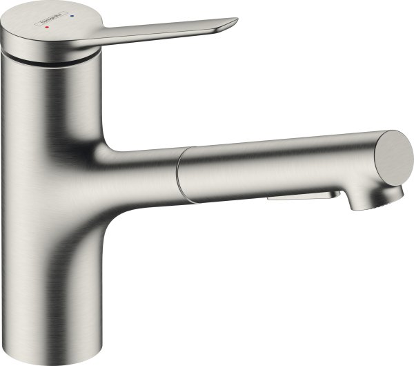 Hansgrohe Zesis M33 Single Lever Kitchen Mixer 150, Metal Pull-Out Spray, 2jet - Stainless Steel Finish
