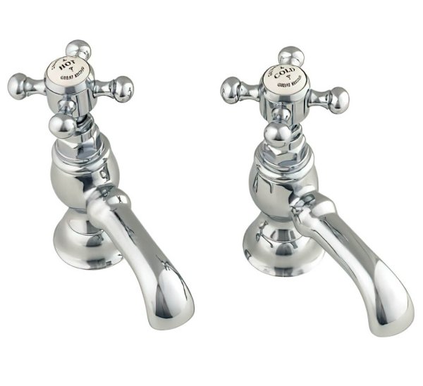 Silverdale Victorian Cloakroom Basin Pillar Taps - Chrome