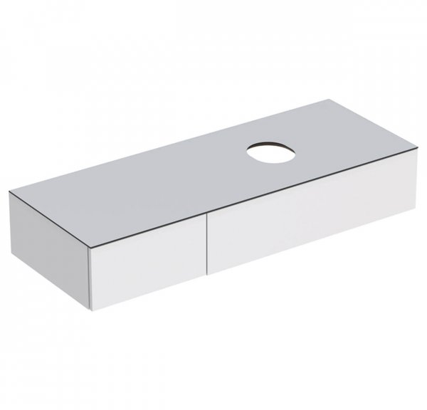 Geberit VariForm 1350mm Two Drawer White Vanity Unit for Lay-On Basin