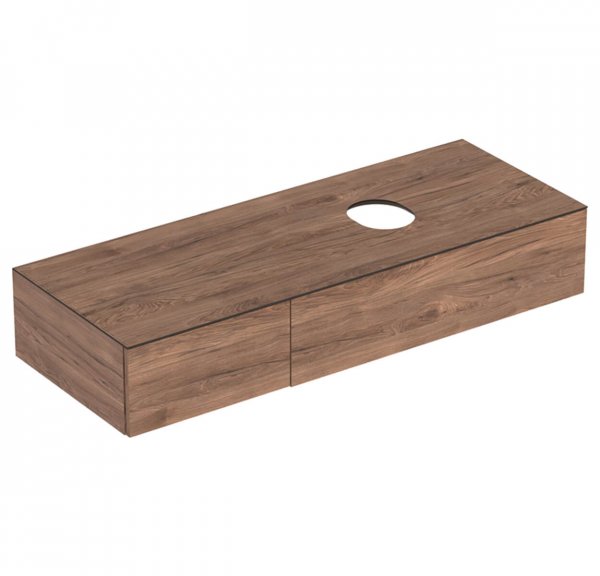 Geberit VariForm 1350mm Two Drawer Hickory Vanity Unit for Lay-On Basin