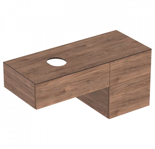 Geberit VariForm 1350mm Three Drawer Hickory Vanity Unit for Lay-On Basin