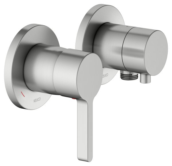 Keuco Edition 400 Single Lever Mixer Set Up 2-Way With Wall Outlet for Shower Hose - Stainless Steel