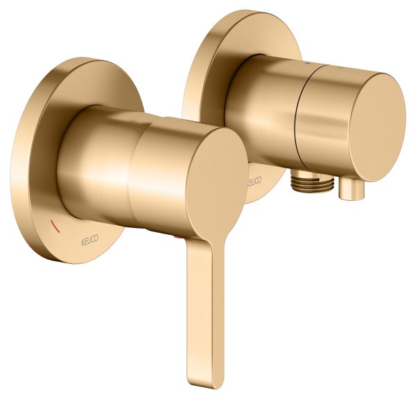 Keuco Edition 400 Single Lever Mixer Set Up 2-Way With Wall Outlet for Shower Hose - Brushed Brass