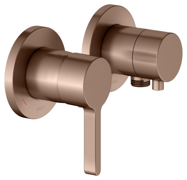 Keuco Edition 400 Single Lever Mixer Set Up 2-Way With Wall Outlet for Shower Hose - Brushed Red Gold