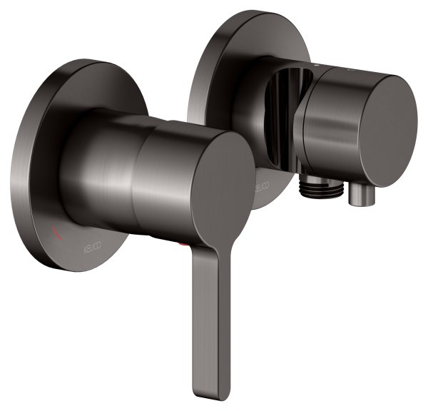 Keuco Edition 400 Single Lever Mixer Set Up 2-Way With Wall Outlet for Shower Hose & Holder - Brushed Titanblack