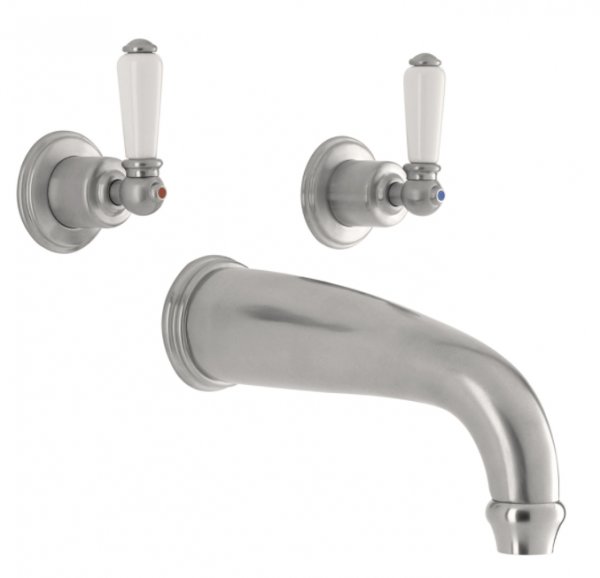 Perrin & Rowe 3Hole Wall Mounted Bath Filler with Lever Handles (3800)