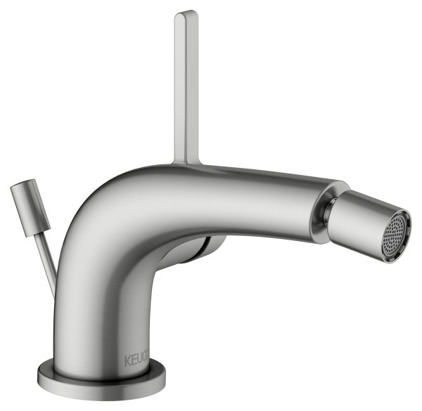 Keuco Edition 400 Single Lever Bidet Mixer with Pop-Up Waste - Stainless Steel