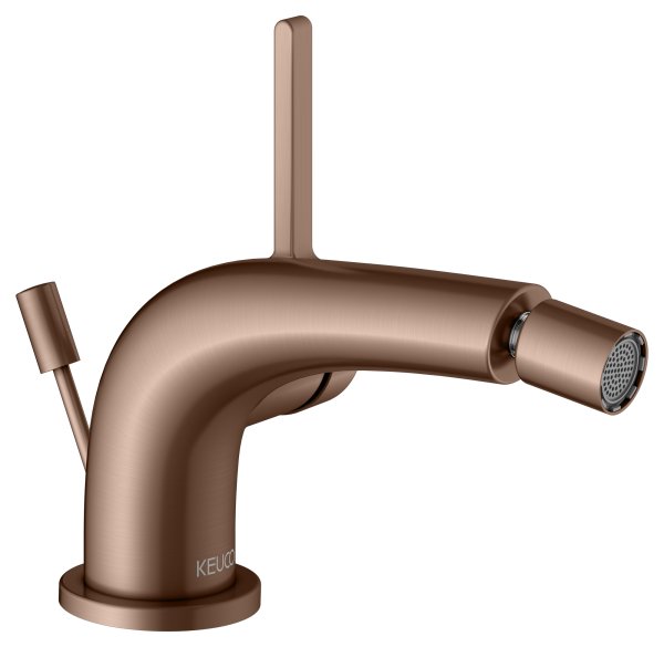 Keuco Edition 400 Single Lever Bidet Mixer with Pop-Up Waste - Brushed Red Gold