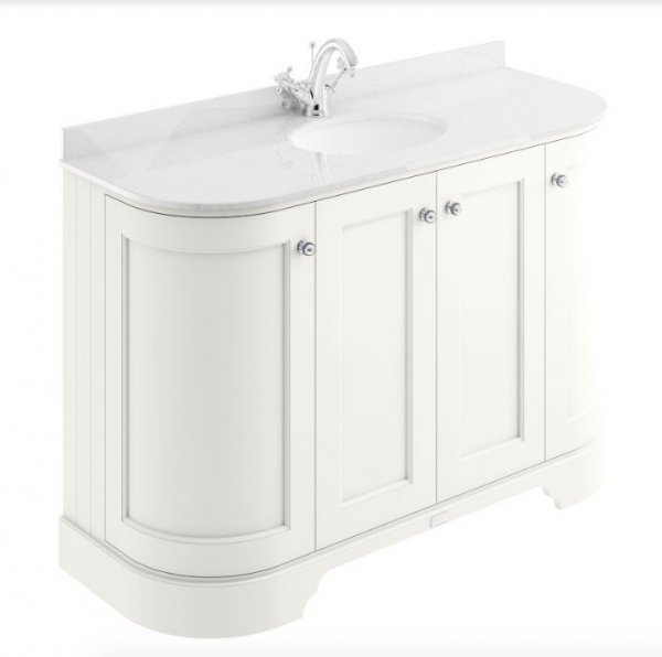 Bayswater Bathrooms 1200mm Pointing White 4-Door Curved Basin Cabinet