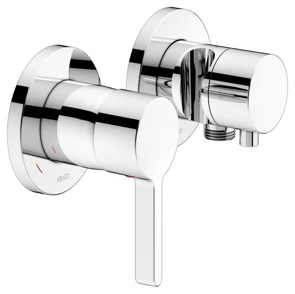Keuco Edition 400 Single Lever Mixer Set Up 2-Way With Wall Outlet for Shower Hose & Holder - Chrome