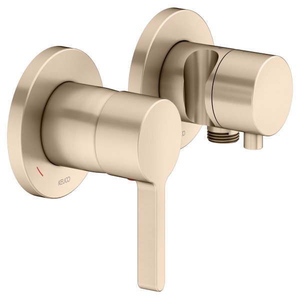 Keuco Edition 400 Single Lever Mixer Set Up 2-Way With Wall Outlet for Shower Hose & Holder - Brushed Bronze
