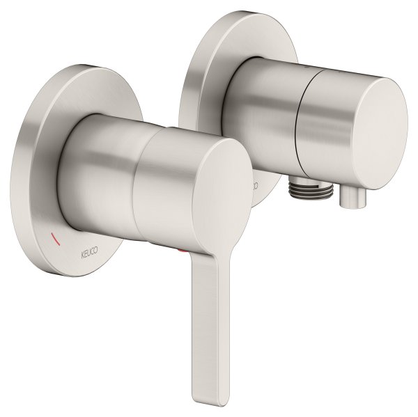 Keuco Edition 400 Single Lever Mixer Set Up 2-Way With Wall Outlet for Shower Hose - Brushed Nickel