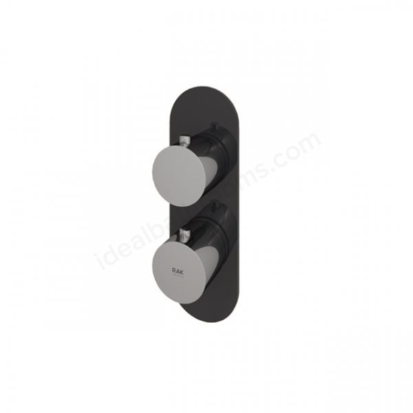 RAK Feeling Thermostatic 1 Outlet 2 Handle Black Round Shower Valve