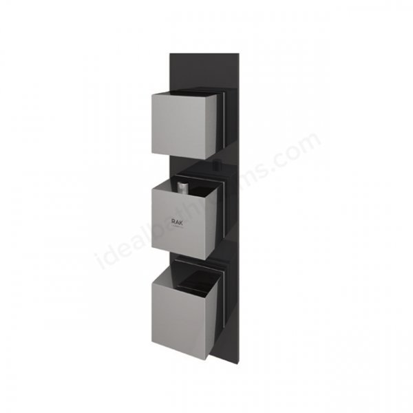 RAK Feeling Thermostatic 2 Outlet 3 Handle Black Square Shower Valve