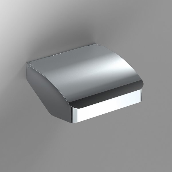 Origins Living S Cube Toilet Roll Holder with Flap - Chrome