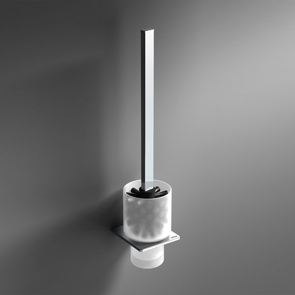 Origins Living S Cube Toilet Brush & Holder Set - Chrome