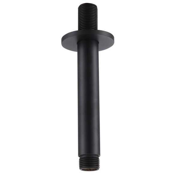 RAK 250mm Black Round Brass Ceiling Shower Arm