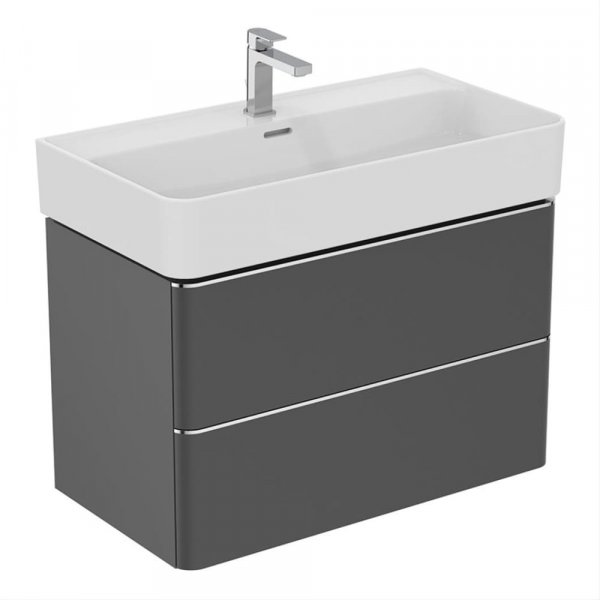 Ideal Standard Strada II 800mm Wall Hung Matt Anthracite Washbasin Unit with 2 Drawers