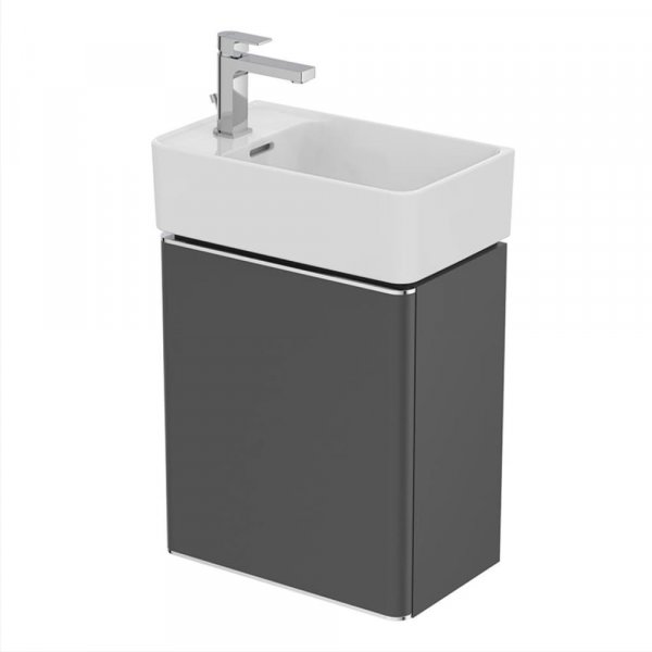 Ideal Standard Strada II 450mm Wall Hung Matt Anthracite Left Hand Guest Washbasin Unit